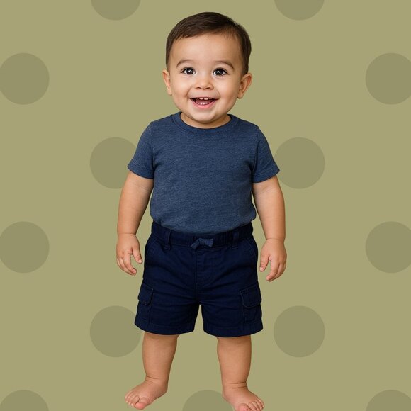 Ben Sherman Navy Cargo Shorts 18M – Baby Boy Toddler Cotton Pocket Shorts - Picture 1 of 6